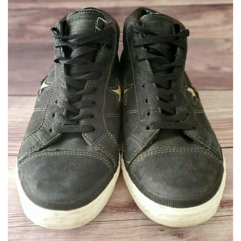 Converse Mens One Star Mid Trainer Black Sneakers - Picture 3 of 6